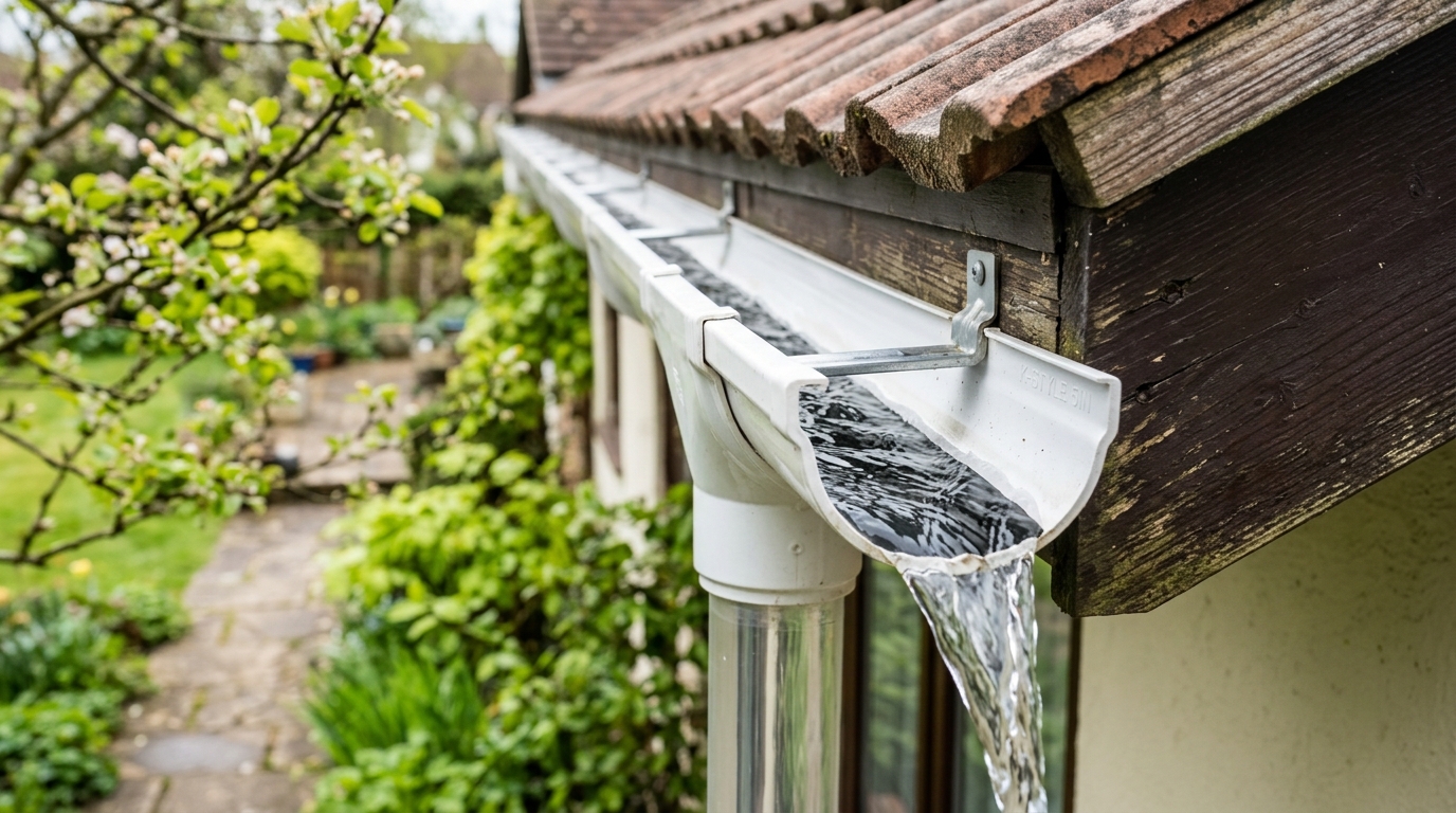 Spring gutter cleaning and downspout maintenance