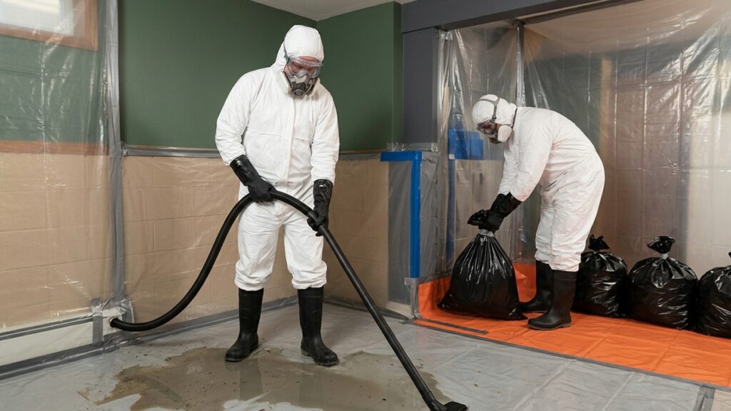 A professional crew controls the work area, extracts contaminated water, manages debris, and prepares the structure for cleaning and drying.