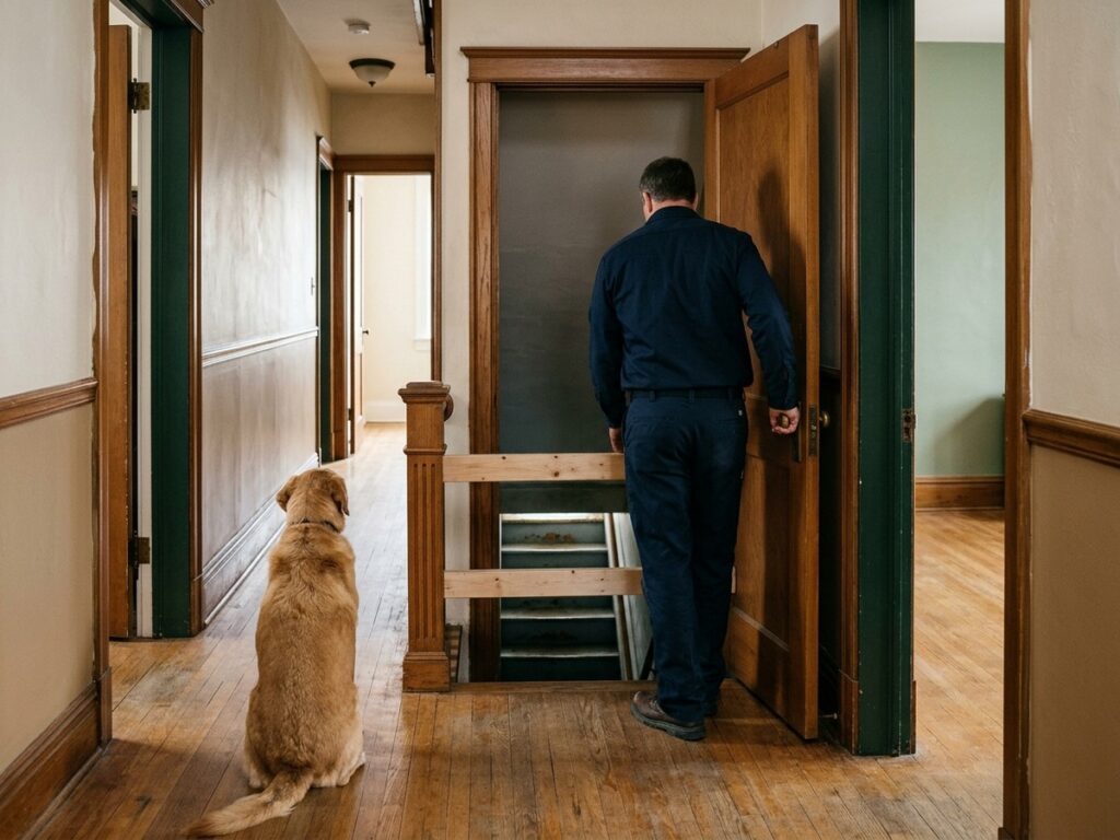 The basement is isolated from children, pets, and occupants while professional assessment is arranged.